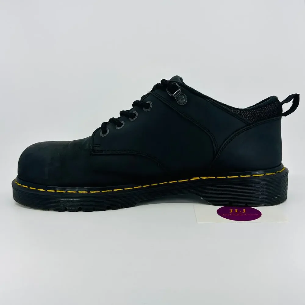 Dr. Martens Men's Ashridge Black Greasy Leather Steel Toe Oxford Shoes Size 13
